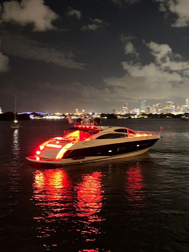 82ft Sunseeker Predator night lights Miami